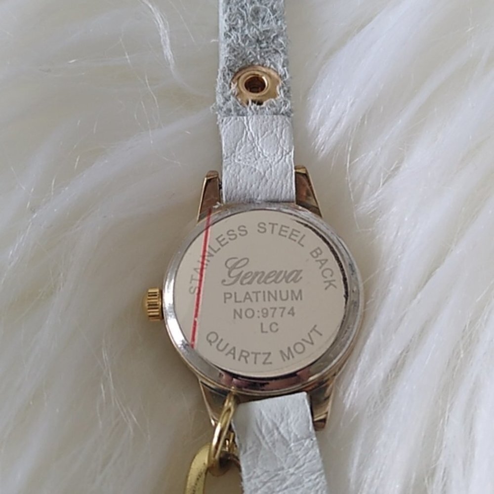 NWOT Geneva Platinum White & Gold 'Love' Rhinestone Wrap Bracelet Watch - Picture 8 of 8